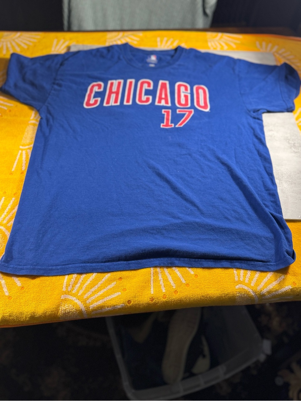 Chicago Cubs Shirt Mens  L Blue MLB Baseball Kris Bryant 17  Tee T-Shirt